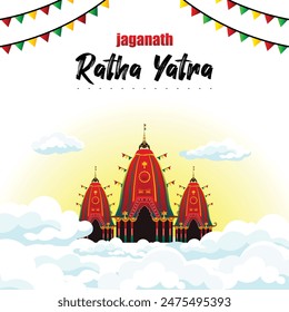 vector illustration of Rath Yatra Chariot Festival of Hindu God Lord Jagannath celebrated in Odisha India. Lord Jagannath, Balabhadra Subhadra. background, template, holidays, banner, poster events.