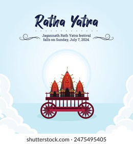 vector illustration of Rath Yatra Chariot Festival of Hindu God Lord Jagannath celebrated in Odisha India. Lord Jagannath, Balabhadra Subhadra. background, template, holidays, banner, poster events.