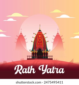 vector illustration of Rath Yatra Chariot Festival of Hindu God Lord Jagannath celebrated in Odisha India. Lord Jagannath, Balabhadra Subhadra. background, template, holidays, banner, poster events.