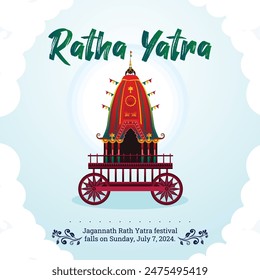 vector illustration of Rath Yatra Chariot Festival of Hindu God Lord Jagannath celebrated in Odisha India. Lord Jagannath, Balabhadra Subhadra. background, template, holidays, banner, poster events.