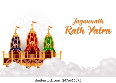 vector illustration of Rath Yatra Chariot Festival of Hindu God Lord Jagannath celebrated in Odisha India