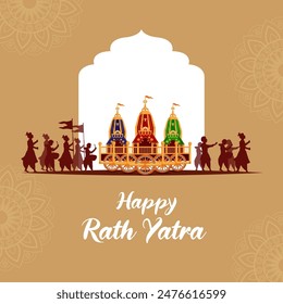 Vektorillustration des Rath Yatra Chariot Festivals des Hindu Gottes Lord Jagannath in Odisha Indien