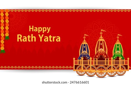 Vektorillustration des Rath Yatra Chariot Festivals des Hindu Gottes Lord Jagannath in Odisha Indien