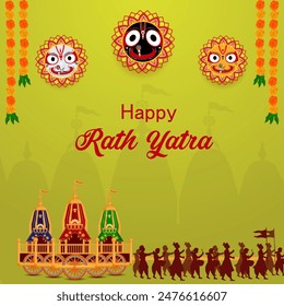 Vektorillustration des Rath Yatra Chariot Festivals des Hindu Gottes Lord Jagannath in Odisha Indien