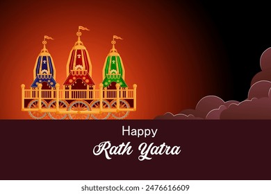 Vektorillustration des Rath Yatra Chariot Festivals des Hindu Gottes Lord Jagannath in Odisha Indien