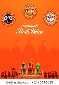 Vektorillustration des Rath Yatra Chariot Festivals des Hindu Gottes Lord Jagannath in Odisha Indien