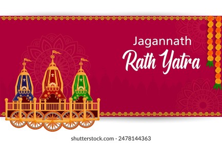 Vektorillustration des Rath Yatra Chariot Festivals des Hindu Gottes Lord Jagannath in Odisha Indien