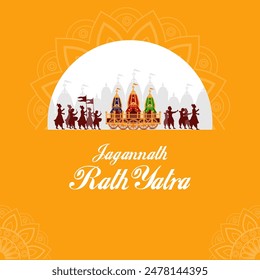 vector illustration of Rath Yatra Chariot Festival of Hindu God Lord Jagannath celebrated in Odisha India