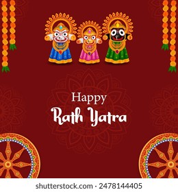 Vektorillustration des Rath Yatra Chariot Festivals des Hindu Gottes Lord Jagannath in Odisha Indien