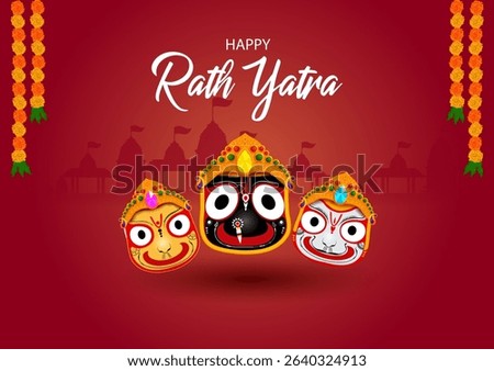 vector illustration of Rath Yatra Chariot Festival of Hindu God Lord Jagannath celebrated in Odisha India