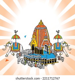 Vector Illustration of Rath Yatra Lord Jagannath Festival Holiday Background Celebrated in Odisha, India