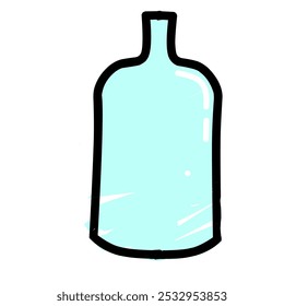 Vector illustration of a rather large ribbed glass bottle commonly used for drinking or storing water 