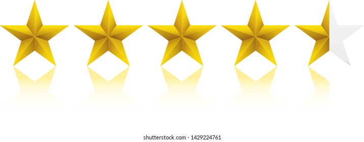 Vector illustration. Rating system. Five stars rating system with halves. Simple and clean.