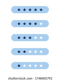 Vector illustration of ratings. Set 1, 2, 3, 4, 5 stars. Rating for users, buyers, sellers. Good and bad grades. Icons for business, web and applications. Blue and White. Eps 10