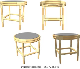 vector illustration of rattan table design vintage ethnic traditional modern