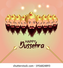 Ilustración vectorial de Ravan con un arco creativo de shri rama