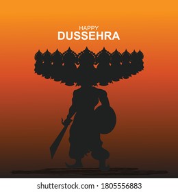 Vector illustration of Ravan for Dussehra festival of India .