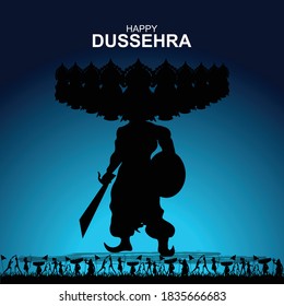 Vector illustration of Ravan for Dussehra festival of India .