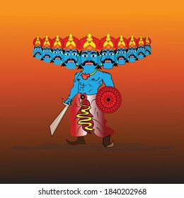Vector illustration of Ravan for Dussehra festival of India .