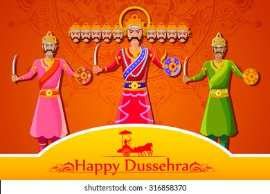 vector illustration of Ravana burning in Dussehra