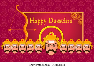 vector illustration of Ravana in Happy Dussehra