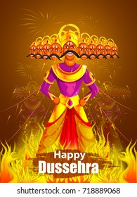 vector illustration of Ravana in Happy Dussehra festival of India