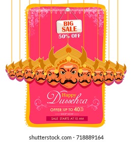 vector illustration of Ravana in Happy Dussehra Festival Offer