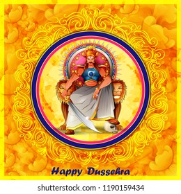 vector illustration of Ravana in Happy Navratri Dussehra festival of India