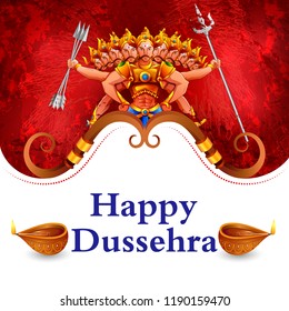 vector illustration of Ravana in Happy Navratri Dussehra festival of India