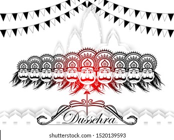 vector illustration of Ravana in Happy Navratri Dussehra festival of India