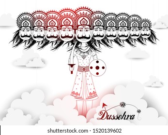 vector illustration of Ravana in Happy Navratri Dussehra festival of India