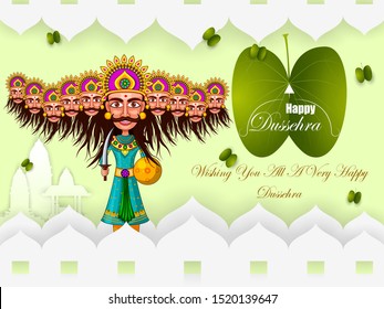 vector illustration of Ravana in Happy Navratri Dussehra festival of India