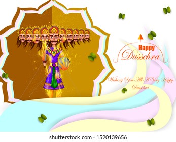 vector illustration of Ravana in Happy Navratri Dussehra festival of India