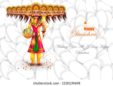 vector illustration of Ravana in Happy Navratri Dussehra festival of India