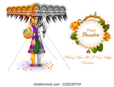 vector illustration of Ravana in Happy Navratri Dussehra festival of India