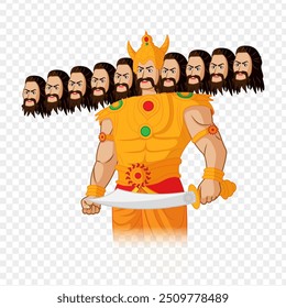 Vector illustration of Ravana on transparent background