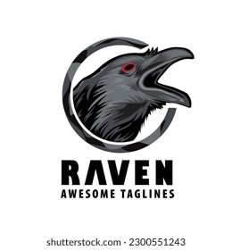 Vector illustration of raven bird head good for sport emblem