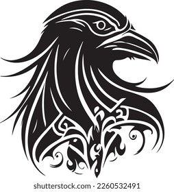 Vector illustration of raven head. Good for logo.