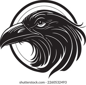 Vector illustration of raven head. Good for logo.