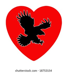 vector illustration of the ravenous bird inwardly heart