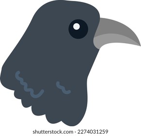 Vector illustration of a raven's head. black bird. Magpie.