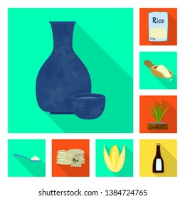Vector illustration of raw and agricultural logo. Collection of raw and ecological stock vector illustration.