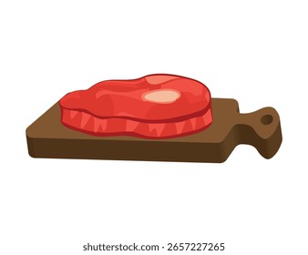 Vektorgrafik von rohem Rindfleisch oder Schweinefleisch, weißer Hintergrund 