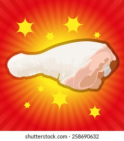 Vector illustration of  raw chicken leg 