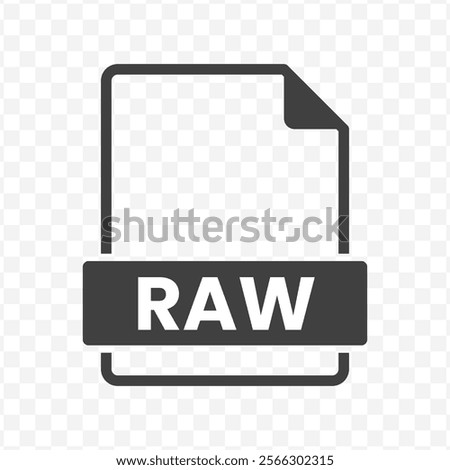 Vector illustration of RAW file in dark color and transparent background(PNG).