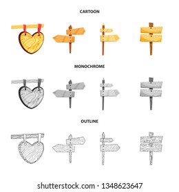 Vector illustration of raw  and forest  icon. Set of raw  and hardwood vector icon for stock.