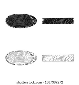 Vector illustration of raw  and forest  icon. Set of raw  and hardwood stock symbol for web.