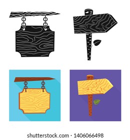 Vector illustration of raw  and forest  sign. Collection of raw  and hardwood stock vector illustration.