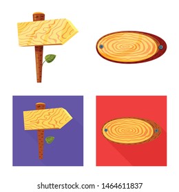 Vector illustration of raw and forest sign. Set of raw and hardwood stock vector illustration.