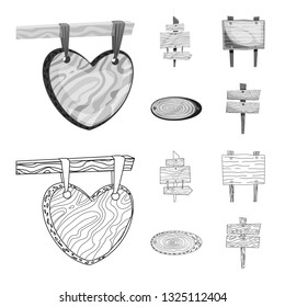 Vector illustration of raw  and forest  symbol. Set of raw  and hardwood stock symbol for web.